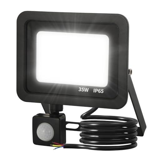 Mille Lucciole 35W LED Strahler mit Bewegungsmelder 3500LM 6500K Kaltweiß LED Fluter IP65 Wasserdicht Außenleuchte Scheinwerfer Licht Wandleuchte für Garten Garage Sportplatz Hinterhof von Mille Lucciole
