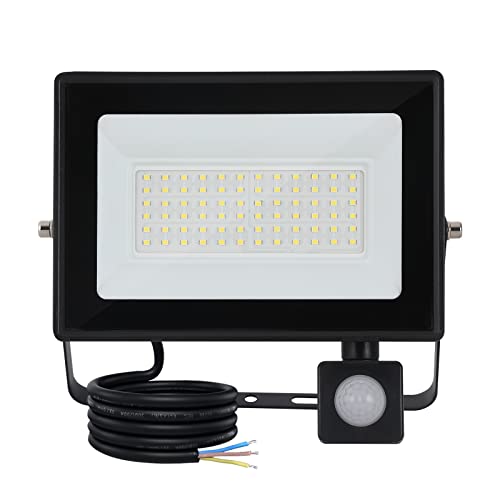 Mille Lucciole LED Strahler mit Bewegungsmelder Außen 50W 5000LM LED Fluter mit Bewegungsmelder IP65 Wasserdicht Außenstrahler mit Bewegungsmelder 6500K Kaltweiß Superhell Scheinwerfer für Garten von Mille Lucciole