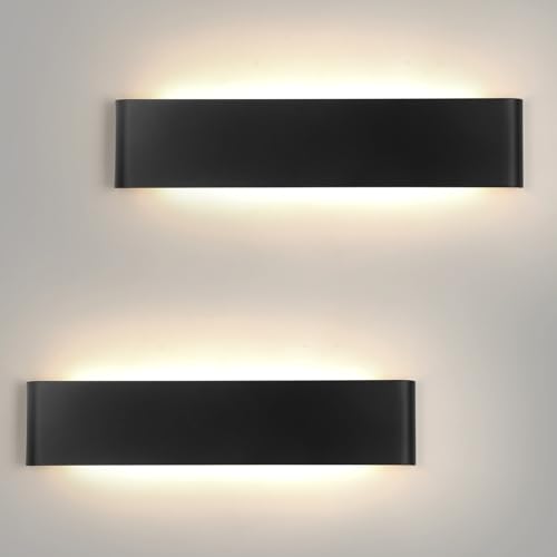 Mille Lucciole 2 Stück Wandleuchte Innen Modern LED Wandleuchte Innen 24W 41CM 2880LM Wandlampe Schwarz Up Down Wandbeleuchtung Neutralweiß Wandleuchten IP44 Flurlampen für Wohnzimmer Schlafzimmer von Mille Lucciole