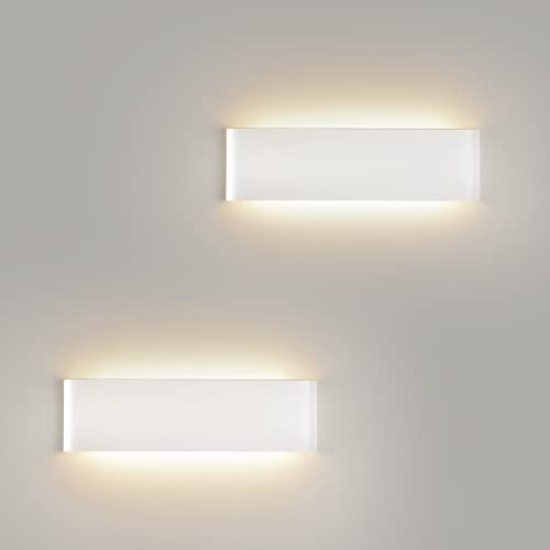 Mille Lucciole 2 Stück Wandleuchte Innen Modern LED Wandleuchte Innen 18W 31CM 2160LM Wandlampe Weiß Up Down Wandbeleuchtung Neutralweiß Wandleuchten IP44 Flurlampen für Wohnzimmer Schlafzimmer von Mille Lucciole