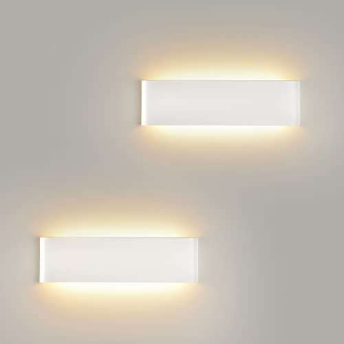 Mille Lucciole 2 Stück Wandleuchte Innen Modern LED Wandleuchte Innen 18W 31CM 2160LM Wandlampe Weiß Up Down Wandbeleuchtung Warmweiss Wandleuchten IP44 Flurlampen für Wohnzimmer Schlafzimmer von Mille Lucciole