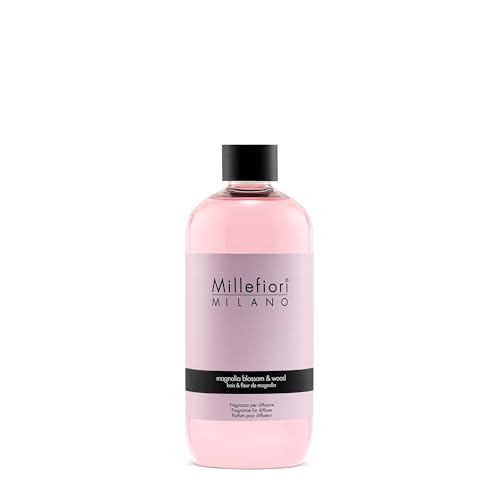 Millefiori 7REMW Magnolia Blossom und Wood Nachfüllflasche 500 ml für Raumduft Diffuser Natural, Plastik, Rosa, 8.1 x 6.5 x 17.7 cm von Millefiori