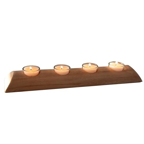 Miller Holz Teelichthalter - Kerzenständer Holz - Vielseitige Tisch-Deko für Weihnachten, Advent - Kerzenhalter, Teelichtständer, Adventskranz modern (Teelichthalter, Leiste) von Miller Holz