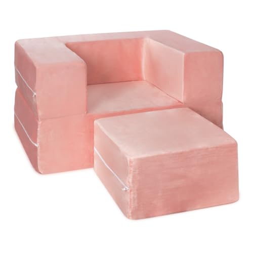 Milliard Kinder-Couch – Modulares Kindersofa für Kleinkind und Baby, Spielzimmer/Schlafzimmermöbel mit Bonus-Kissen (Rosa, klein) von Milliard