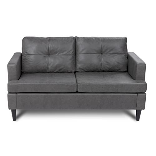 Milliard 2 Sitzer mit Armlehne, Loveseat Sofa Couch, Sofa für Wohnzimmer, Schlafzimmer, Gästezimmer oder Büro - Grau Neutral Weich und Gemütliches Design von Milliard