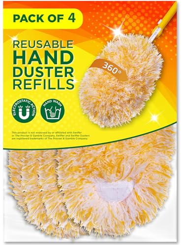 Millifiber Wiederverwendbare Mikrofaser-Nachfüllpackungen für Swiffer Handstaubwedel, 360 Grad Trockenstaubwedel, robuste Nachfüllpackungen, 4er-Pack (Griff ist Nicht im Lieferumfang enthalten), nur von Millifiber