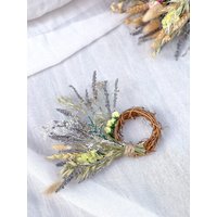 statice Und Lavendel Holzkranz, Natürlicher Mini-Kranz, Winziger Türkranz, Geschenkverpackung Dekor-Kranz, Tischdekor-Mini-Kranz von MillionBlooms