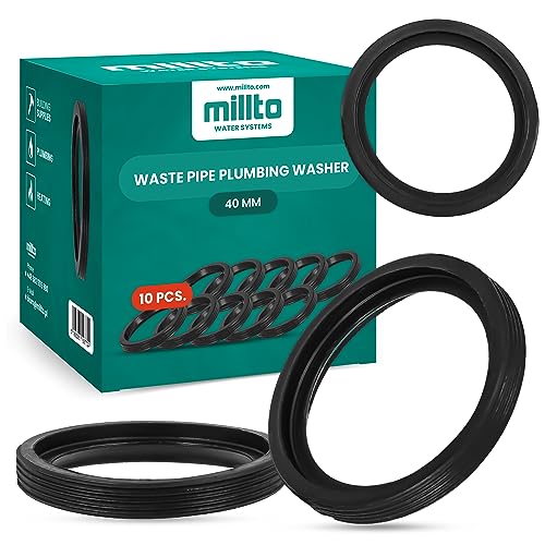 10x Millto™ Gummiring Dichtung 40mm für Abwasserrohre - O-Ring, Unterlegscheibe, Rohrdichtung für Kunststoff, PVC, PP-Rohre - Sanitärunterlegscheibe von Buosha