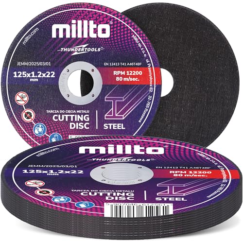 10x Millto Trennscheibe Metalltrennscheibe 125x1,2 mm Stahl Edelstahl Metall Blech für Winkelschleifer Schneidewerkzeug Metallbearbeitung Präzisen Schnitten Hohe Qualität 10x Millto Trennscheibe Metalltrennscheibe 125x1,2 mm Stahl Edelstahl Metall Blech für Winkelschleifer Schneidewerkzeug Metallbearbeitung Präzisen Schnitten Hohe Qualität von Millto