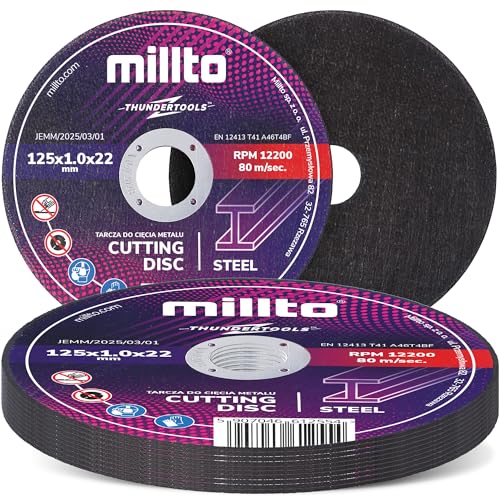 10x Millto Trennscheibe Metalltrennscheibe 125x1 mm Stahl Edelstahl Metall Blech für Winkelschleifer Schneidewerkzeug Metallbearbeitung Präzisen Schnitten Hohe Qualität 10x Millto Trennscheibe Metalltrennscheibe 125x1 mm Stahl Edelstahl Metall Blech für Winkelschleifer Schneidewerkzeug Metallbearbeitung Präzisen Schnitten Hohe Qualität von Millto