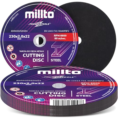 10x Millto Trennscheibe Metalltrennscheibe 230x2 mm Stahl Edelstahl Metall Blech für Winkelschleifer Schneidewerkzeug Metallbearbeitung Präzisen Schnitten Hohe Qualität 10x Millto Trennscheibe Metalltrennscheibe 230x2 mm Stahl Edelstahl Metall Blech für Winkelschleifer Schneidewerkzeug Metallbearbeitung Präzisen Schnitten Hohe Qualität von Millto