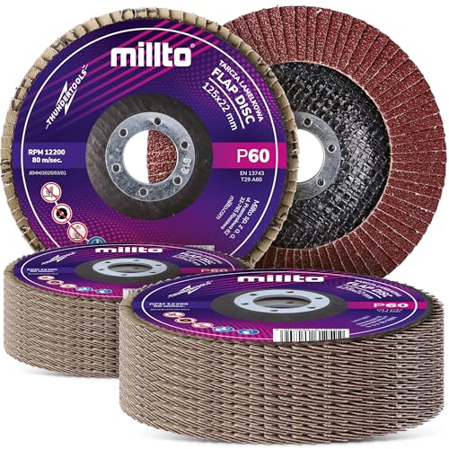 25x Millto Schleifscheibe Lamellenscheibe Fächerscheibe 125 x 22,2 mm Korn P60 T29 Metall Holz Schleifmop Schleifmopteller Winkelschleifer Fächerschleifscheibe Schnelles und Präzises 25x Millto Schleifscheibe Lamellenscheibe Fächerscheibe 125 x 22,2 mm Korn P60 T29 Metall Holz Schleifmop Schleifmopteller Winkelschleifer Fächerschleifscheibe Schnelles und Präzises von Millto