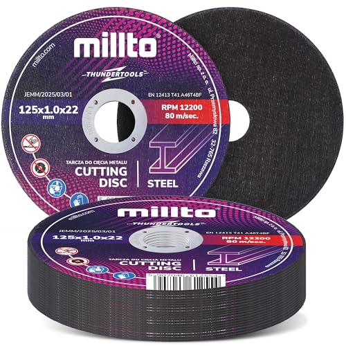 25x Millto Trennscheibe Metalltrennscheibe 125x1 mm Stahl Edelstahl Metall Blech für Winkelschleifer Schneidewerkzeug Metallbearbeitung Präzisen Schnitten Hohe Qualität 25x Millto Trennscheibe Metalltrennscheibe 125x1 mm Stahl Edelstahl Metall Blech für Winkelschleifer Schneidewerkzeug Metallbearbeitung Präzisen Schnitten Hohe Qualität von Millto