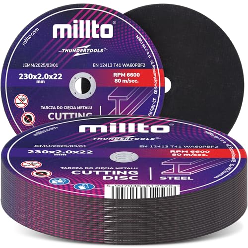 25x Millto Trennscheibe Metalltrennscheibe 230x2 mm Stahl Edelstahl Metall Blech für Winkelschleifer Schneidewerkzeug Metallbearbeitung Präzisen Schnitten Hohe Qualität 25x Millto Trennscheibe Metalltrennscheibe 230x2 mm Stahl Edelstahl Metall Blech für Winkelschleifer Schneidewerkzeug Metallbearbeitung Präzisen Schnitten Hohe Qualität von Millto