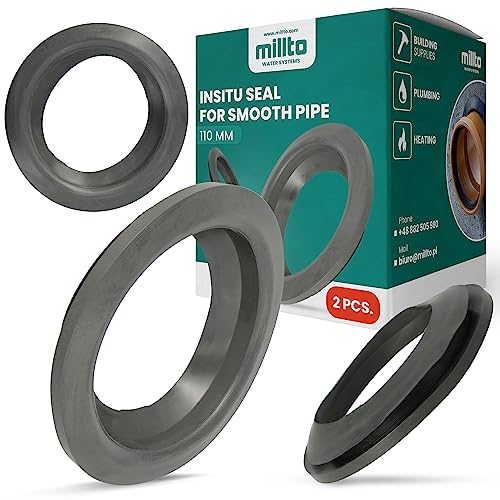 2x Millto™ Glattrohrendichtung 110 mm Dichtung für Kanalisationsrohr Glattes Rohr Gummidichtung Gummi Dichtungsring Lippendichtring Kanalisationsrohrdichtung Flexible Dichtung von Millto