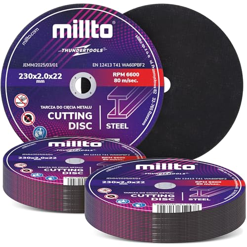 50x Millto Trennscheibe Metalltrennscheibe 230x2 mm Stahl Edelstahl Metall Blech für Winkelschleifer Schneidewerkzeug Metallbearbeitung Präzisen Schnitten Hohe Qualität 50x Millto Trennscheibe Metalltrennscheibe 230x2 mm Stahl Edelstahl Metall Blech für Winkelschleifer Schneidewerkzeug Metallbearbeitung Präzisen Schnitten Hohe Qualität von Millto