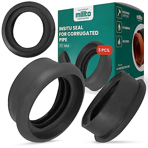 5x Millto™ Wellrohrdichtung 110 mm Dichtung für Kanalisationsrohr Wellrohr Gummidichtung Gummi Dichtungsring Lippendichtring Kanalisationsrohrdichtung Rohrabdichtung in Kernbohrung von Millto