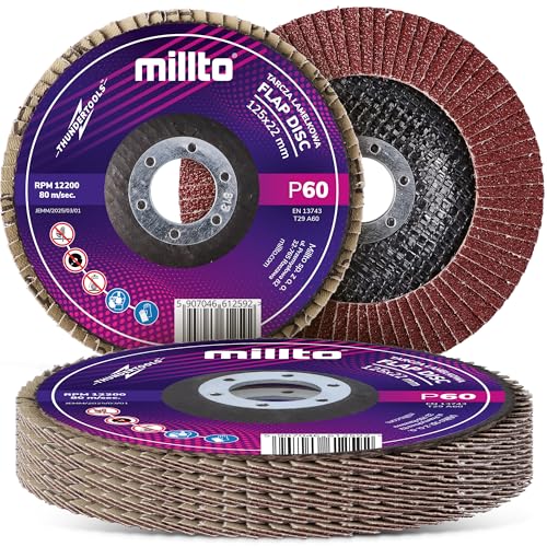 5x Millto Schleifscheibe Lamellenscheibe Fächerscheibe 125 x 22,2 mm Korn P60 T29 Metall Holz Schleifmop Schleifmopteller Winkelschleifer Fächerschleifscheibe Schnelles und Präzises 5x Millto Schleifscheibe Lamellenscheibe Fächerscheibe 125 x 22,2 mm Korn P60 T29 Metall Holz Schleifmop Schleifmopteller Winkelschleifer Fächerschleifscheibe Schnelles und Präzises von Millto