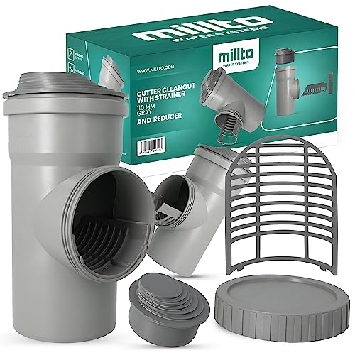 Millto™ Regenrohfilter Sieb Mehrstufige Reduktion 110mm Fallrohrfilter Dachrinne Dachrinnenspülsystem Laubfänger Dachrinnensieb Abflusssystem Grau Dachrinnenzubehör Regenwasserfilter Dachrinnenschutz von Millto