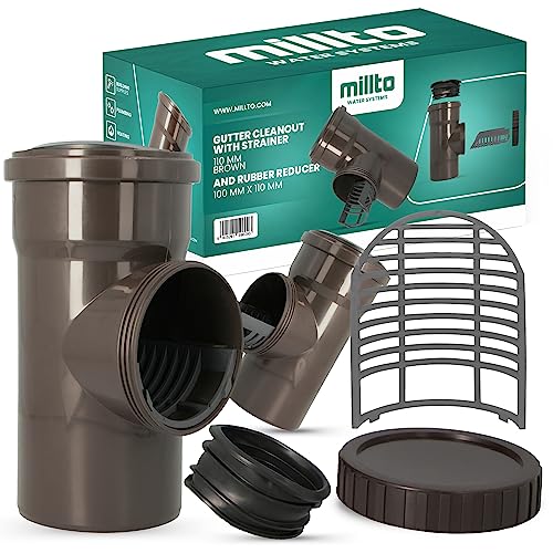 Millto™ Regenrohfilter Sieb Gummireduktion 100 x 110mm Fallrohrfilter Dachrinne Dachrinnenspülsystem Laubfänger Dachrinnensieb Abflusssystem Braun Dachrinnenzubehör Regenwasserfilter Dachrinnenschutz von Millto