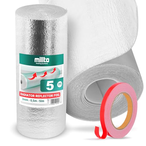 Heizkörper Reflexionsfolie 5m x 0,5m x 3mm | Alufolie Isoliermatte Dämmung Isolierfolie Thermomatte Thermofolie Heizung Isolierung Wand Dämmfolie Wandisolierung Doppelklebeband Heizkörper Reflexionsfolie 5m x 0,5m x 3mm | Alufolie Isoliermatte Dämmung Isolierfolie Thermomatte Thermofolie Heizung Isolierung Wand Dämmfolie Wandisolierung Doppelklebeband von Millto