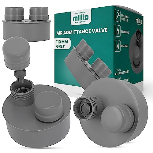 Millto™ Abwasser Rohrbelüfter 110 mm PP Rohrbelüfter Belüftungsventil für Sanitäranlagen Grau Häusliches Abwassersystem Aerator Drainage-Belüftungssystem Geruchsbeseitigung von Millto