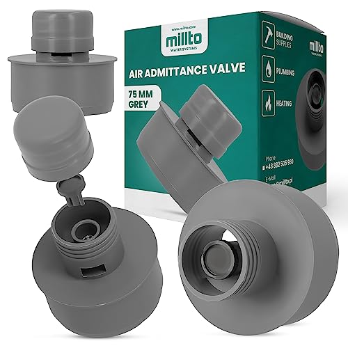 Millto™ Abwasser Rohrbelüfter 75 mm PP Rohrbelüfter Belüftungsventil für Sanitäranlagen Grau Häusliches Abwassersystem Aerator Drainage-Belüftungssystem Geruchsbeseitigung von Millto