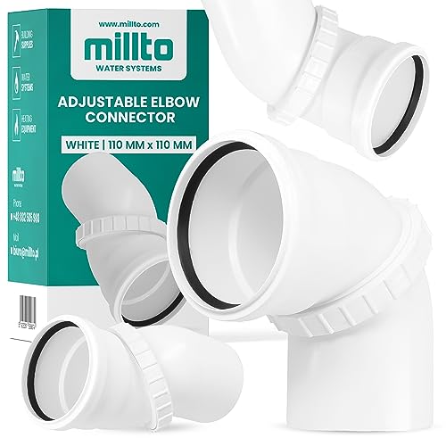 Millto™ Abwasser Verdrehung Bogen 110 mm Bodenrohr Abfallrohrkrümmer Einstellbar Abflussrohr Abwasserkanalisation Winkel Kunststoff PP Anschlussstück Formstücke von Millto