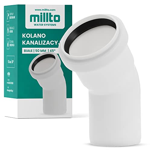 Millto™ Bodenrohr Steckfitting Winkel Ablaufmuffe Biegung Ringdichtung Kunststoffkrümmer Abfallrohrkrümmer Muffenringdichtung (45 Grad/50 mm) von Millto