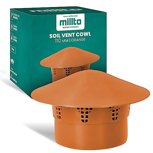 Millto™ Dachentlüftungskappe Abflussrohranschluss Abwasserentlüftungsendkappe Schornsteinrohr Regenabdeckung 110 mm Orange Steckbuchsenstecker von Millto