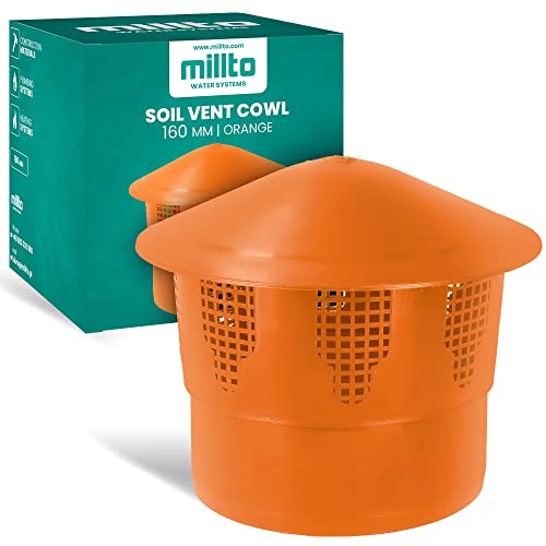 Millto™ Dachentlüftungskappe Abflussrohranschluss Abwasserentlüftungsendkappe Schornsteinrohr Regenschutz 160 mm Orange Steckbuchsenstecker von Millto
