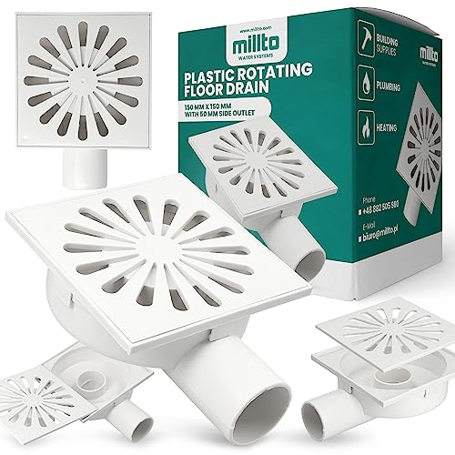 Millto™ Duschablauf Bodenablauf 50x150x150 mm Kunststoffgitter Einstellbarer Seitenanschluss Drehbar Seitenanschlussv Siphon mit Geruchsstop Bodenablaufabdeckung von Millto