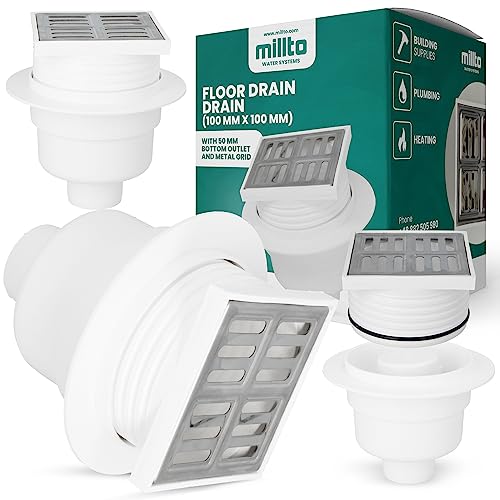 Millto™ Duschablauf Bodenablauf 5x10x10 cm Metallablaufrost Verstellbarer Unterer Anschluss Siphon mit Geruchsstop Bodenablaufabdeckung Quadratischer Geruchshemmender von Millto