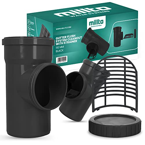 Millto™ Fallrohrfilter DN 100 Ø 110 mm Schwarz | Regenrohfilter mit Sieb Regenrohrablauf Regensammler Dachrinnenschutz Dachrinnen Laubschutz Regenwasser Regentonne Regenwasserfilter von Millto