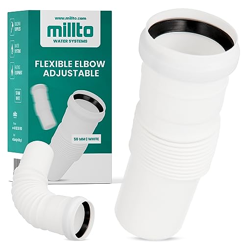 Millto™ Flexibler Ablaufschlauch 50 mm Winkel Abflussrohr Formgedächtnis Verstellbares Abflussverbindungsstück Verbindungsstück Abflusssysteme Kunststoffrohr Polypropylen von Millto