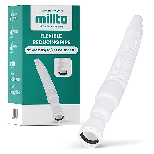 Millto™ Flexibles Rohr Reduzierstück 32 x 50/40/32 mm 500 mm Abflussrohr mit Muffe Abwassersystem Kanalsystem Abgang Waschtisch Verstellbares Abflussverbindungsstück Abflusssysteme von Millto