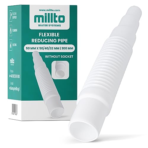 Millto™ Flexibles Rohr Reduzierstück 50 x 50/40/32 mm 300 mm Abflussrohr Abwassersystem Kanalsystem Abgang Waschtisch Verstellbares Abflussverbindungsstück Abflusssysteme von Millto