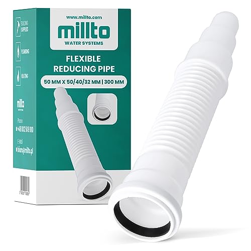 Millto™ Flexibles Rohr Reduzierstück 50 x 50/40/32 mm 300 mm Abflussrohr mit Muffe Abwassersystem Kanalsystem Abgang Waschtisch Verstellbares Abflussverbindungsstück Abflusssysteme von Millto