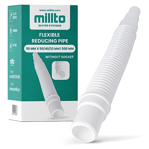 Millto™ Flexibles Rohr Reduzierstück 50 x 50/40/32 mm 500 mm Abflussrohr Abwassersystem Kanalsystem Abgang Waschtisch Verstellbares Abflussverbindungsstück Abflusssysteme von Millto