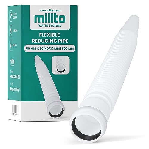 Millto™ Flexibles Rohr Reduzierstück 50 x 50/40/32 mm 500 mm Abflussrohr mit Muffe Abwassersystem Kanalsystem Abgang Waschtisch Verstellbares Abflussverbindungsstück Abflusssysteme von Millto