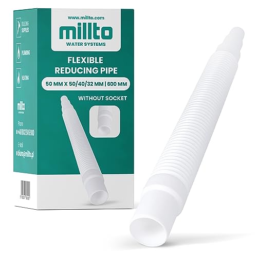 Millto™ Flexibles Rohr Reduzierstück 50 x 50/40/32 mm 600 mm Abflussrohr Abwassersystem Kanalsystem Abgang Waschtisch Verstellbares Abflussverbindungsstück Abflusssysteme von Millto