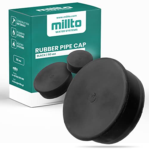 Millto™ Gummi-Abwasser Stopfen Kanalisation Installation Stopfen Kappe Abschlussstopfen Entwässerungssystem Rohr Endkappe Abdeckung Ø50 mm Schwarz von Millto
