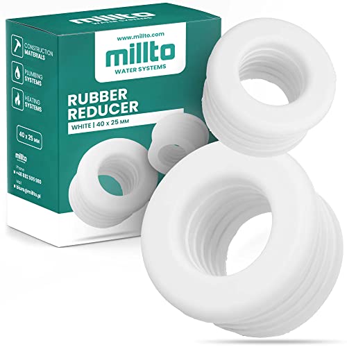 Millto™ Gummi Reduzierstück Rohreinsatz Push Fit Abflussrohr Abflussrohr Gummimanschette Dichtungsadapter 3 bar Anschluss Ø 40 x 25 mm Weiß von Millto