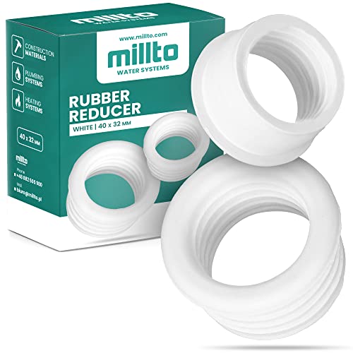 Millto™ Gummi Reduzierstück Rohreinsatz Push Fit Abflussrohr Abflussrohr Gummimanschette Dichtungsadapter 3 bar Anschluss Ø 40 x 32 mm Weiß von Millto