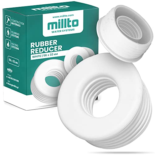 Millto™ Gummi Reduzierstück Rohreinsatz Push Fit Abflussrohr Abflussrohr Gummimanschette Dichtungsadapter 3 bar Anschluss Ø 56 x 32 mm Weiß von Millto