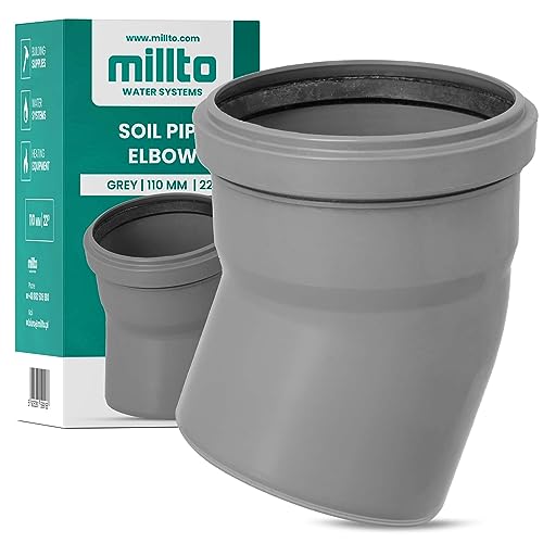 Millto™ Kunststoff Bogen 110x110 mm 22º Rohrbogen Abwasser Installation PP-Bogen Abwassersysteme Abflussrohr Anschluss Kanalisationsrohr Sanitärverbinder Armaturen für Entwässerungssysteme von Millto