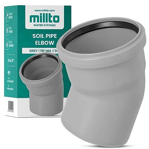 Millto™ Kunststoff Bogen 110x110 mm 30º Rohrbogen Abwasser Installation PP-Bogen Abwassersysteme Abflussrohr Anschluss Kanalisationsrohr Sanitärverbinder Armaturen für Entwässerungssysteme von Millto