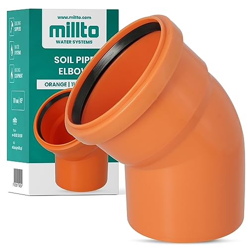Millto™ Kunststoff Bogen 110x110 mm 45º PP-Bogen Abwasser Installation Rohrbogen Abwassersysteme Abflussrohr Anschluss Kanalisationsrohr Sanitärverbinder Armaturen für Entwässerungssysteme von Millto
