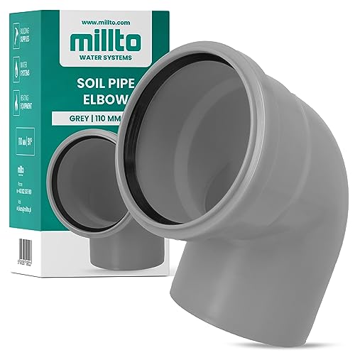 Millto™ Kunststoff Bogen 110x110 mm 90º Rohrbogen Abwasser Installation PP-Bogen Abwassersysteme Abflussrohr Anschluss Kanalisationsrohr Sanitärverbinder Armaturen für Entwässerungssysteme von Millto