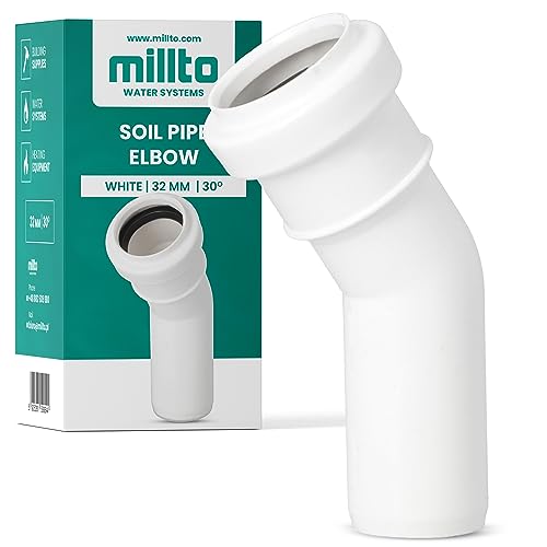 Millto™ Kunststoff Bogen 32x32 mm 30º PP-Bogen Abwasser Installation Rohrbogen Abwassersysteme Abflussrohr Anschluss Kanalisationsrohr Sanitärverbinder Armaturen für Entwässerungssysteme von Millto